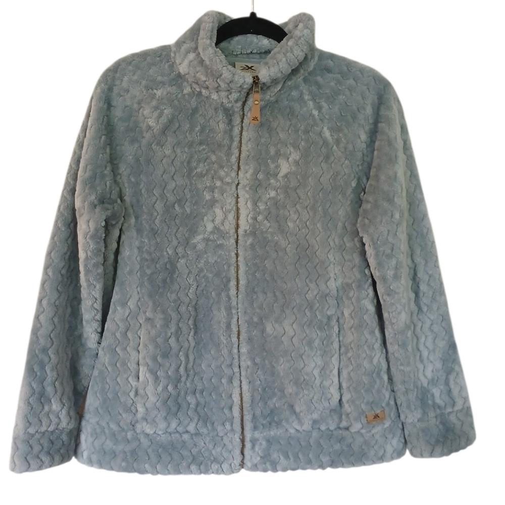 ZeroXposure Cozy Light Steel Blue Textured Zip Up Jacket Size Small